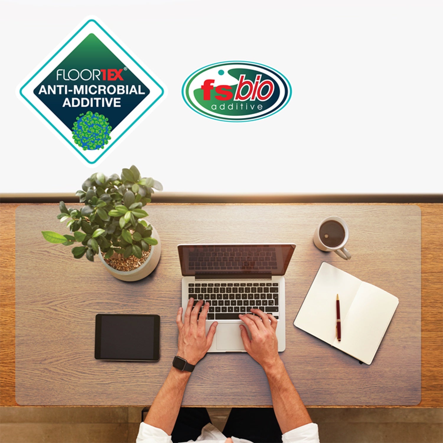 Desktex Anti-Microbial Vinyl Table Mat - 20 x 36