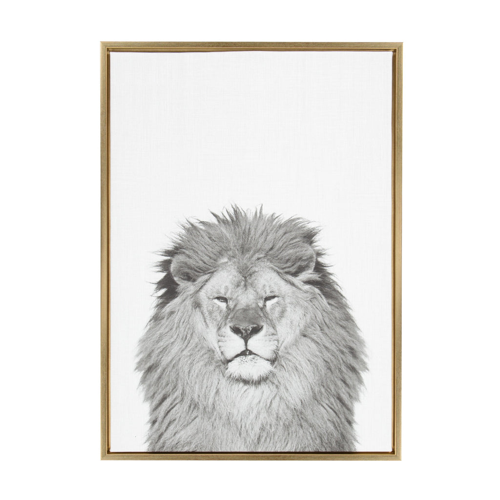 Sylvie Lion Framed Canvas by Simon Te Tai