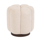 Lucida Round Tufted Ottoman Fabric and Wood