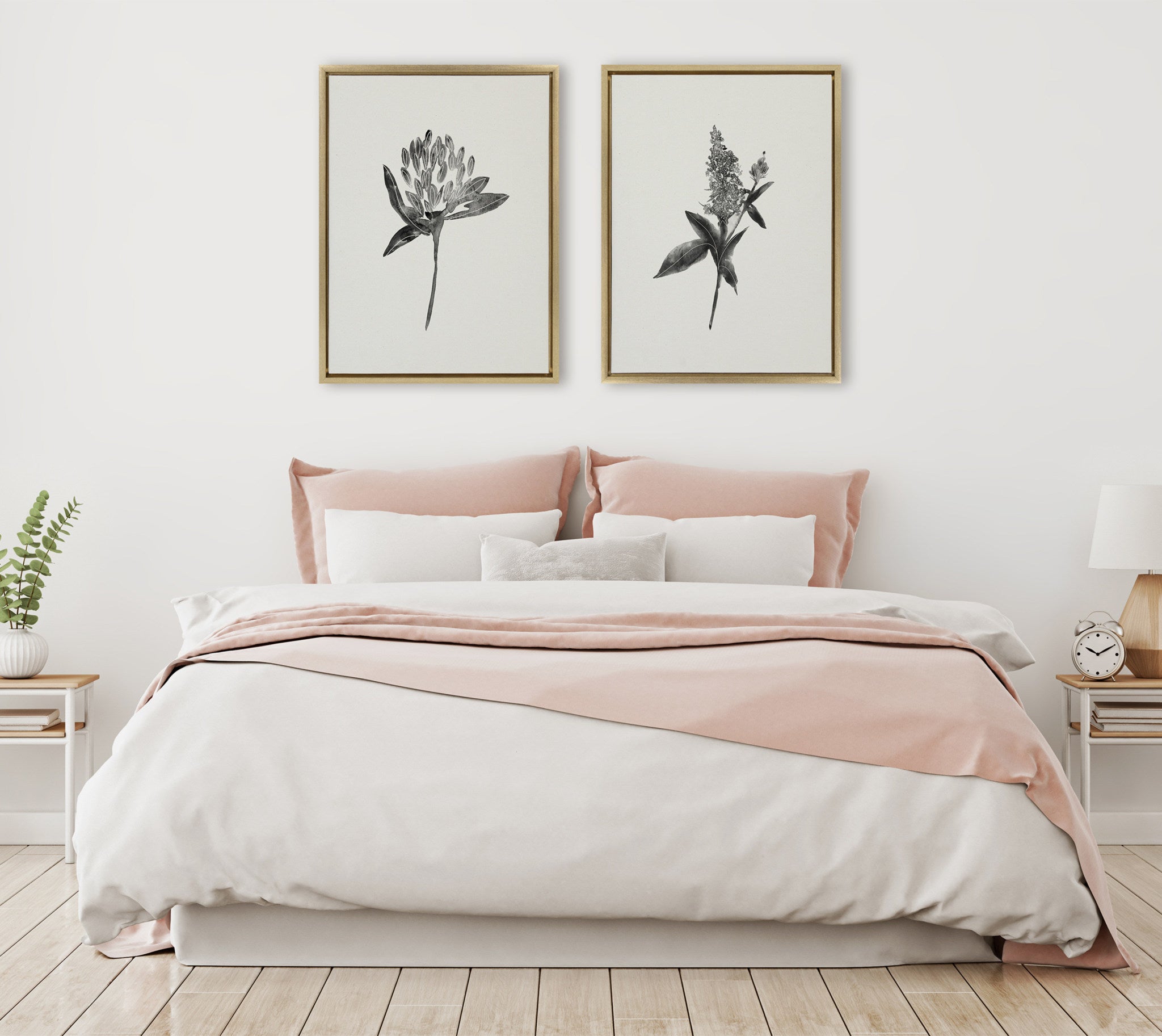 Sylvie Vintage Botanical 1 and 2 Framed Canvas by Teju Reval of SnazzyHues