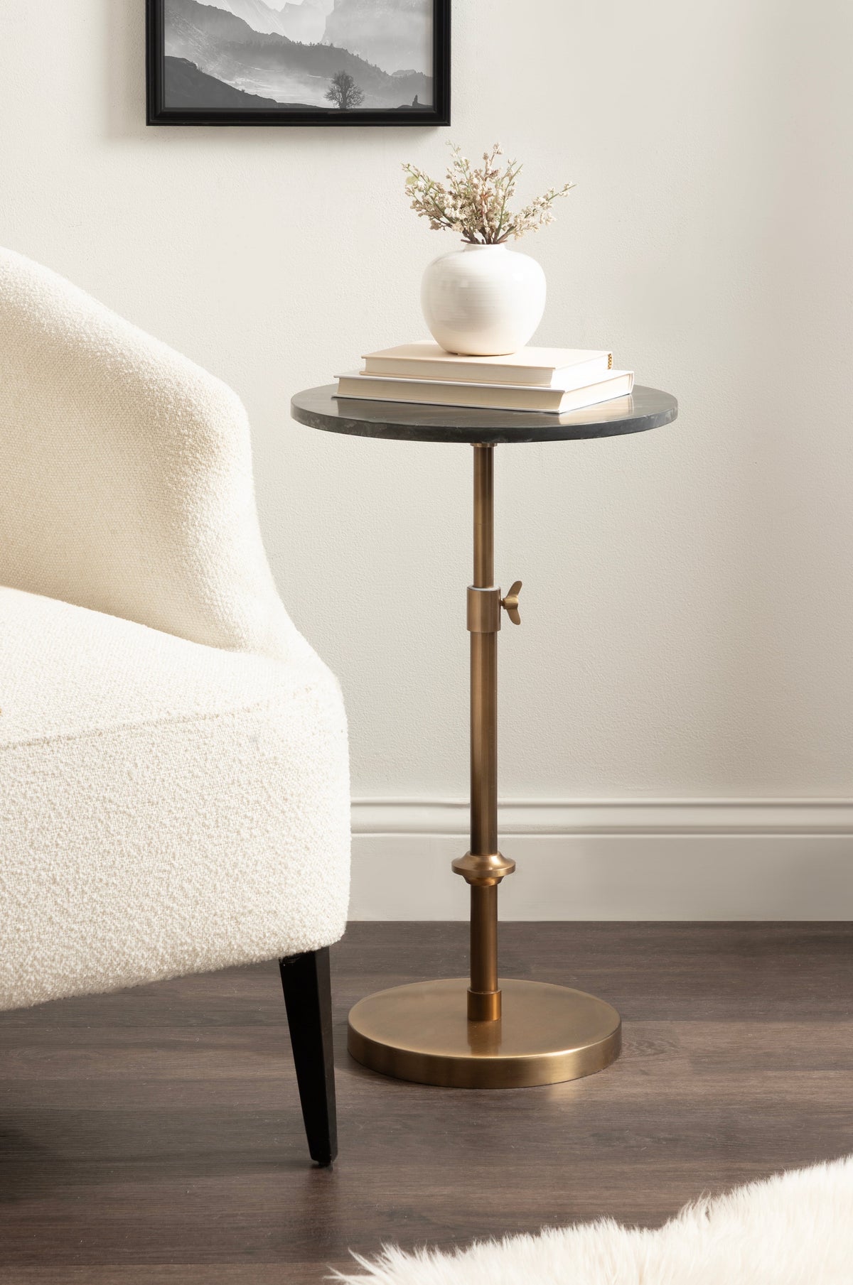 Engles Adjustable Marble Table and Plant Stand