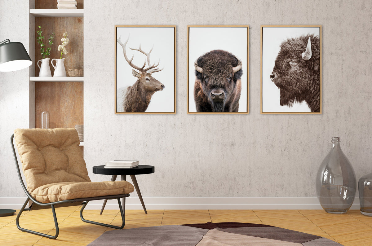 Sylvie Stag Profile Framed Canvas by Amy Peterson Art Studio
