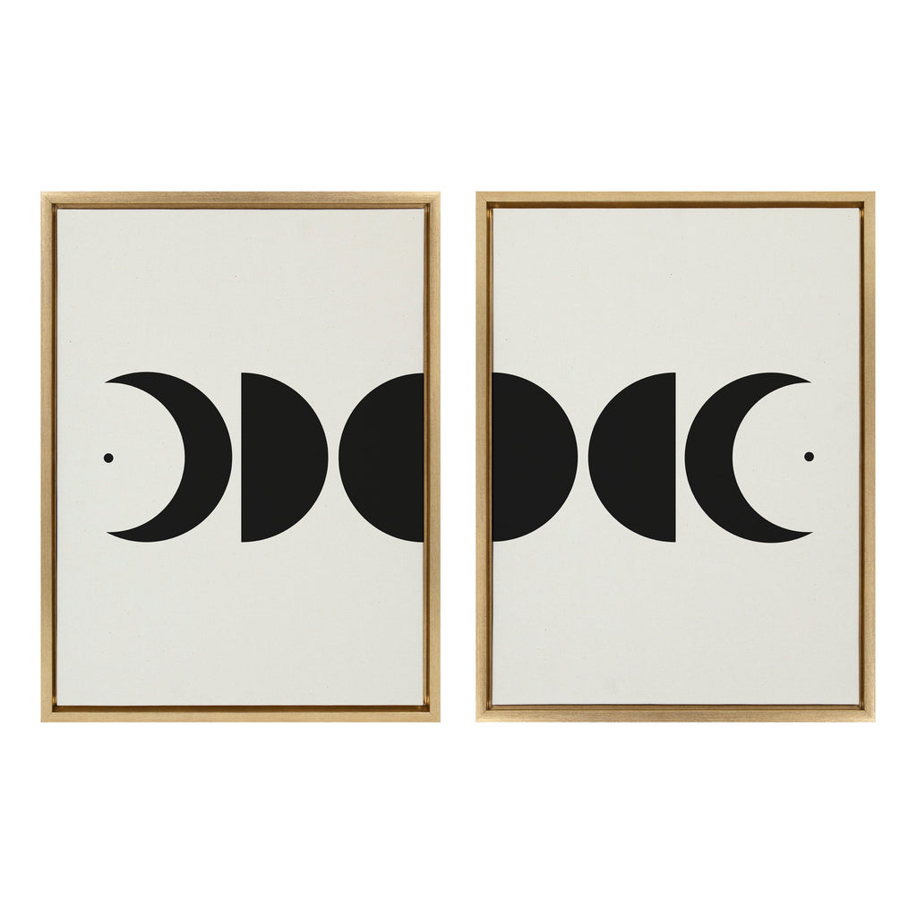 Sylvie Modern Geometric Moon Phases Framed Canvas Set by The Creative Bunch Studio