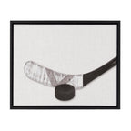 Sylvie Horizontal Hockey Stick And Puck Portrait Framed Canvas, Black 18x24