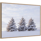 Sylvie Beaded Snowy Pine Trees Framed Canvas by Stephanie Klatt
