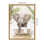 Sylvie Elephant Front Palm Bathtub Framed Canvas by Amy Peterson