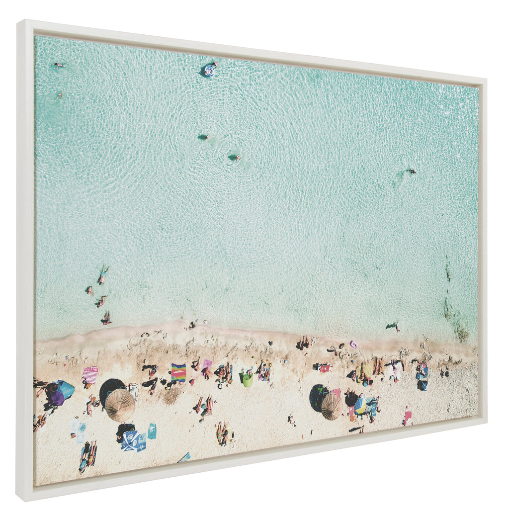 Sylvie Turquoise Beach from Above Framed Canvas by Amy Peterson Art Studio