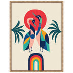 Sylvie Modern Vibrant Rainbow Geese Framed Canvas by Rachel Lee