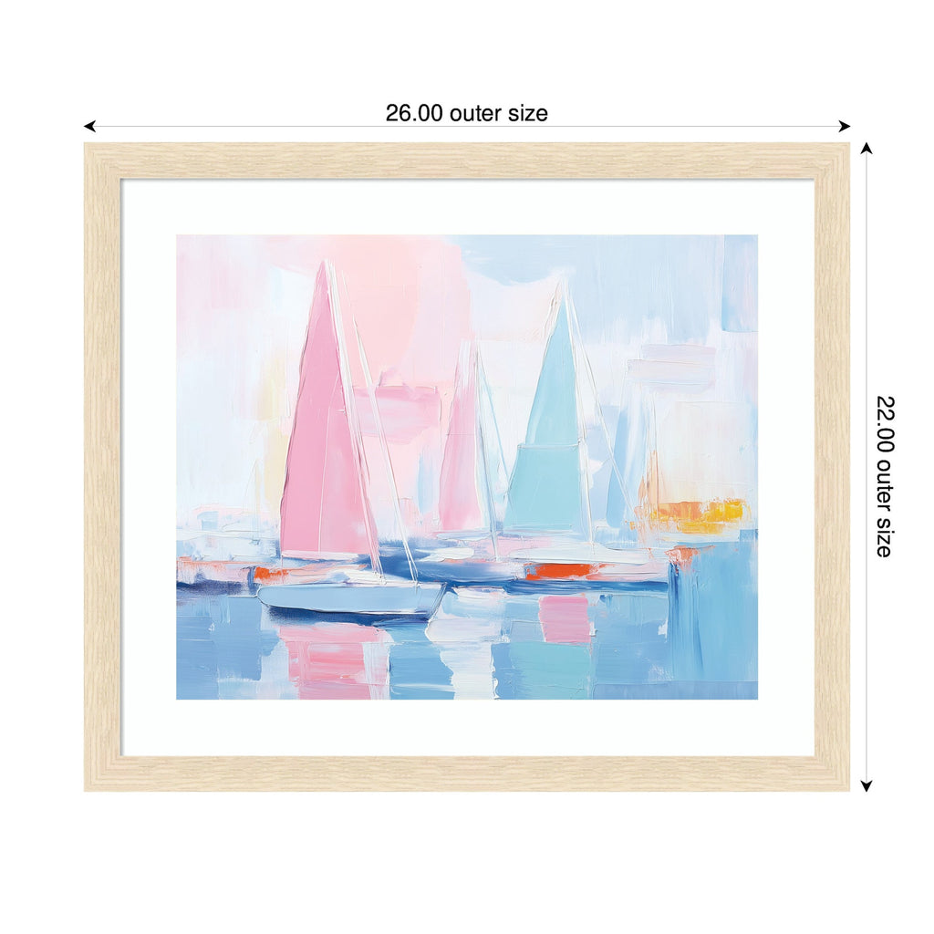 Framed Art Abstract Sailboat Harbor Landscape by The Creative Bunch Studio