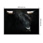 Sylvie Minimalist Black Highland Cow Framed Canvas by Michael Schauer