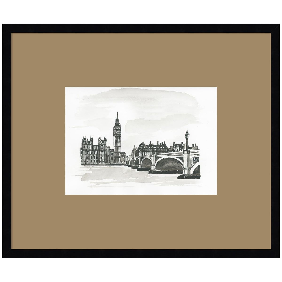 Postcard London by Teju Reval Framed Wall Art Print Matted