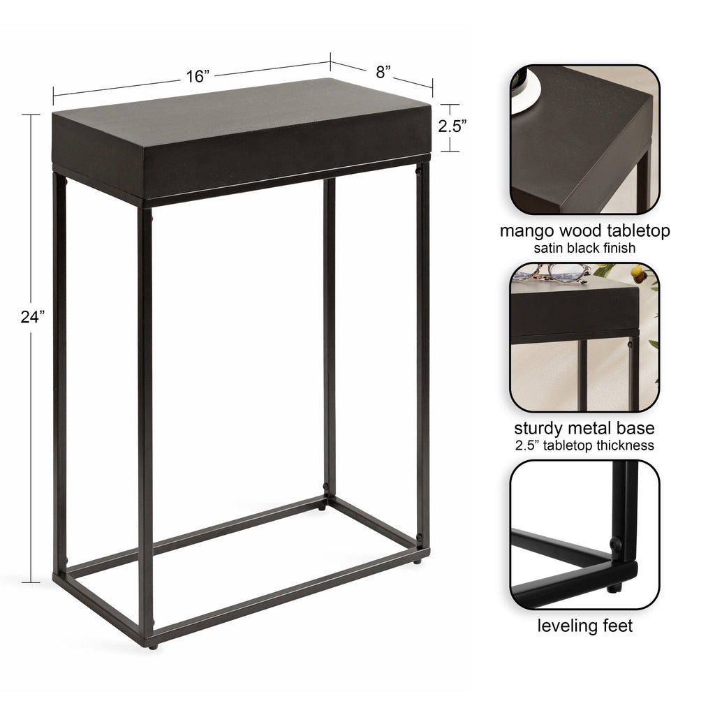 Karlsen Wood and Metal Slim Side Table