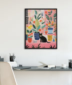 Gallery Whimsical Houseplants and a Black Kitty Cat Print by The Creative Bunch Studio