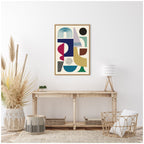 Sylvie MCM Retro Abstract Pattern Rainbow Framed Canvas by Rachel Lee