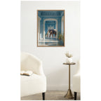 Elephant Strolling Through the Blue Wing by Michael Schauer Framed Canvas Wall Art Print