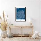 Sylvie San Francisco Map Regal Blue Framed Canvas by Jake Goossen