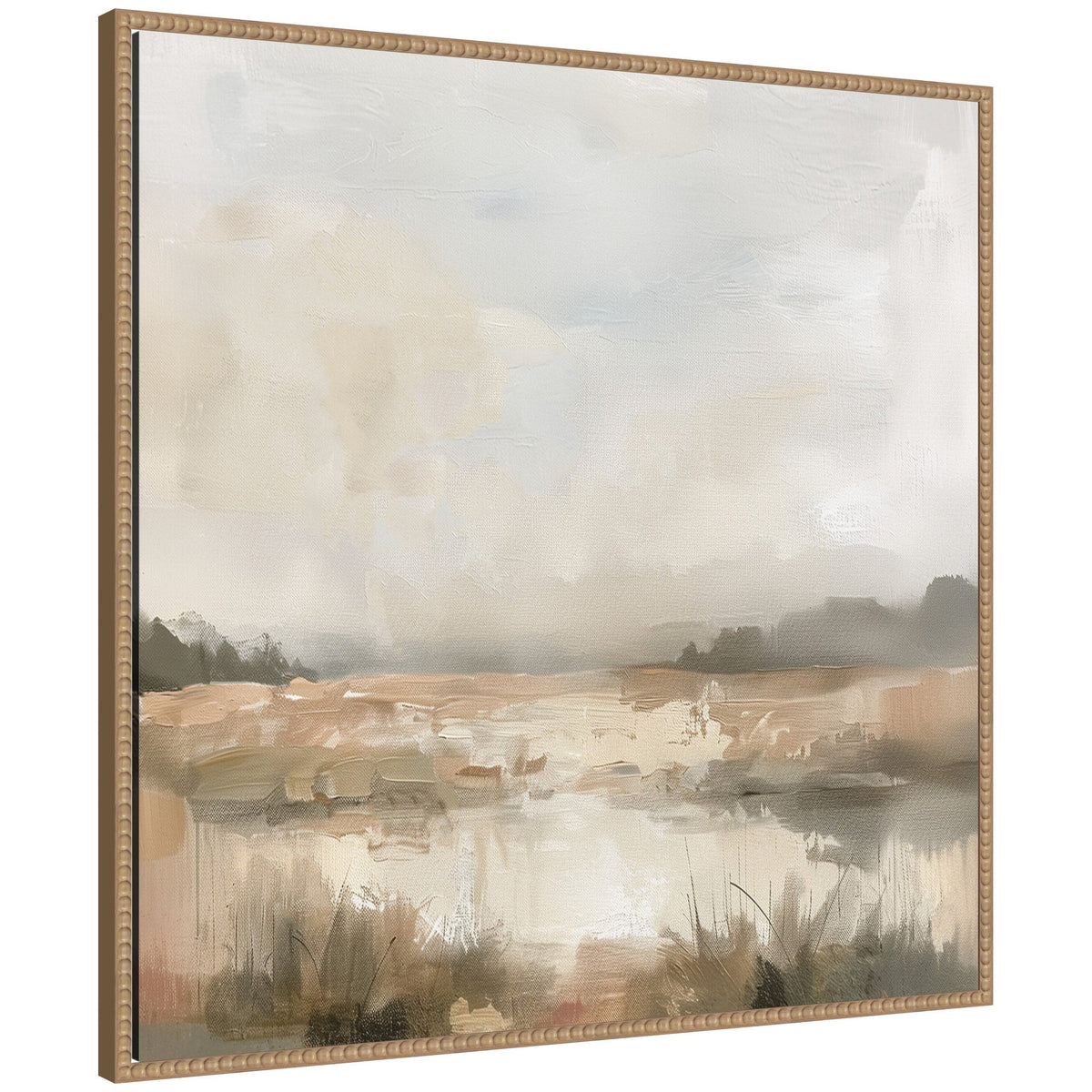 Neutral Abstract Landscape by The Creative Bunch Studio Framed Canvas Wall Art Print