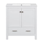 Bathroom Vanity With Single Sink, Combo Cabinet Undermount Sink, Bathroom Storage Cabinet With Two Doors And A Drawer, Soft Closing, Multifunctional Storage, Solid Wood Frame