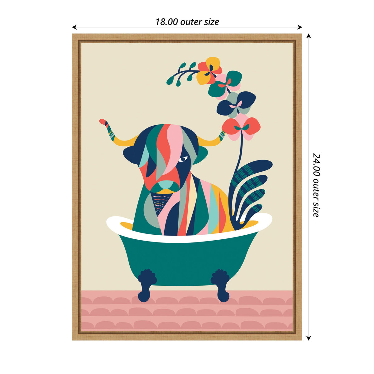 Sylvie MCM Cow in Bathtub Framed Canvas by Rachel Lee