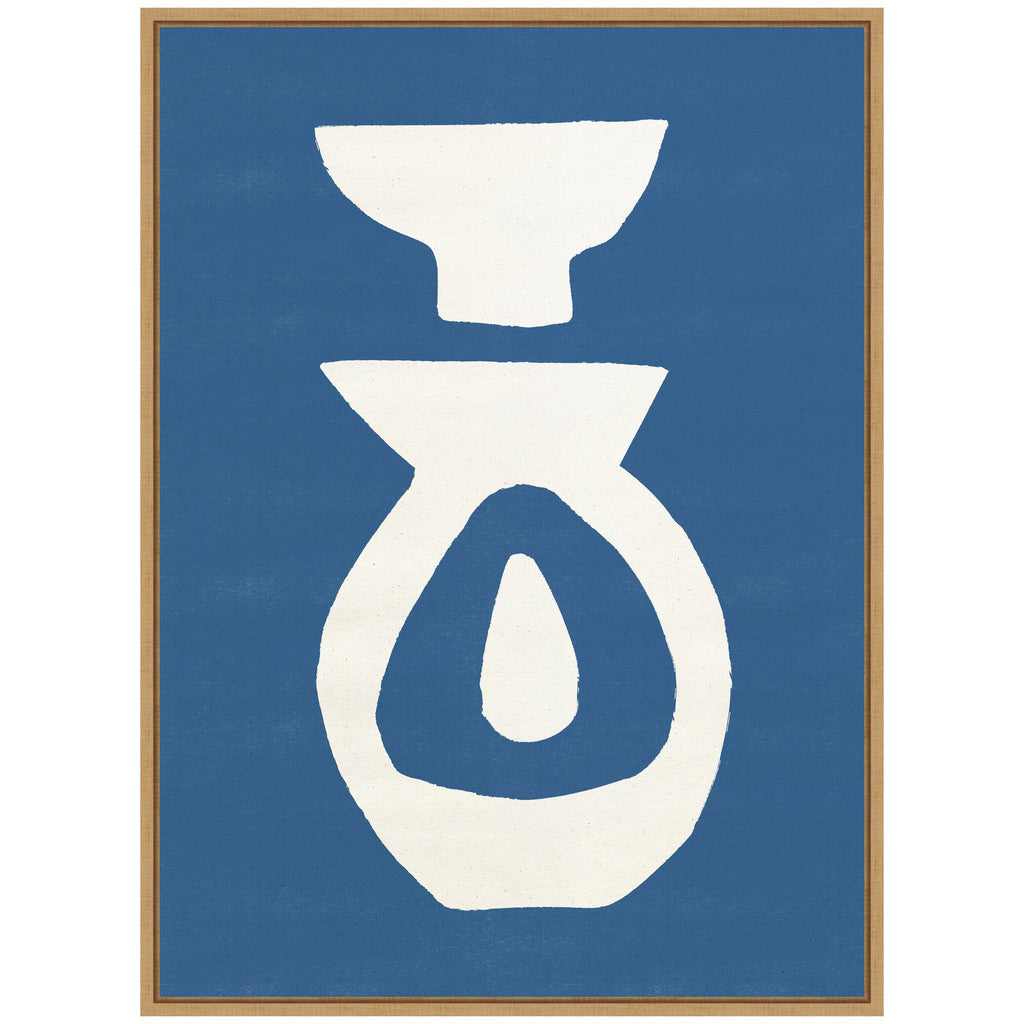 Sylvie Ceramic Blue Beige 1 Framed Canvas by Rocket Jack