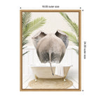 Sylvie Elephant Back in Palm Bathtub Framed Canvas by Amy Peterson