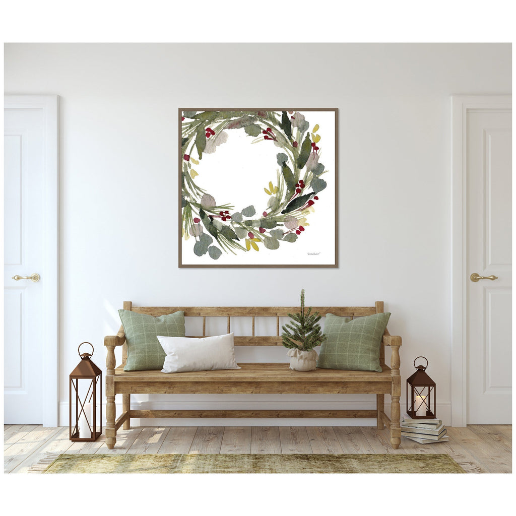 Sylvie Framed Canvas Loose Christmas Wreath by Patricia Shaw
