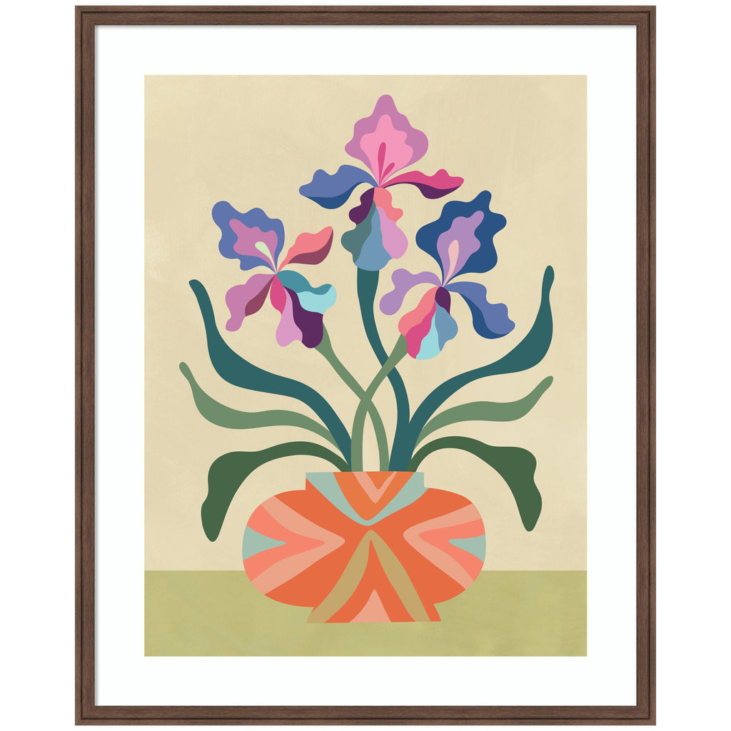 Framed Art Iris and Vase by Rachel Lee