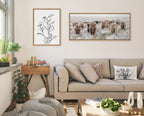 Sylvie Herd of Highland Cows Color Framed Canvas by The Creative Bunch Studio