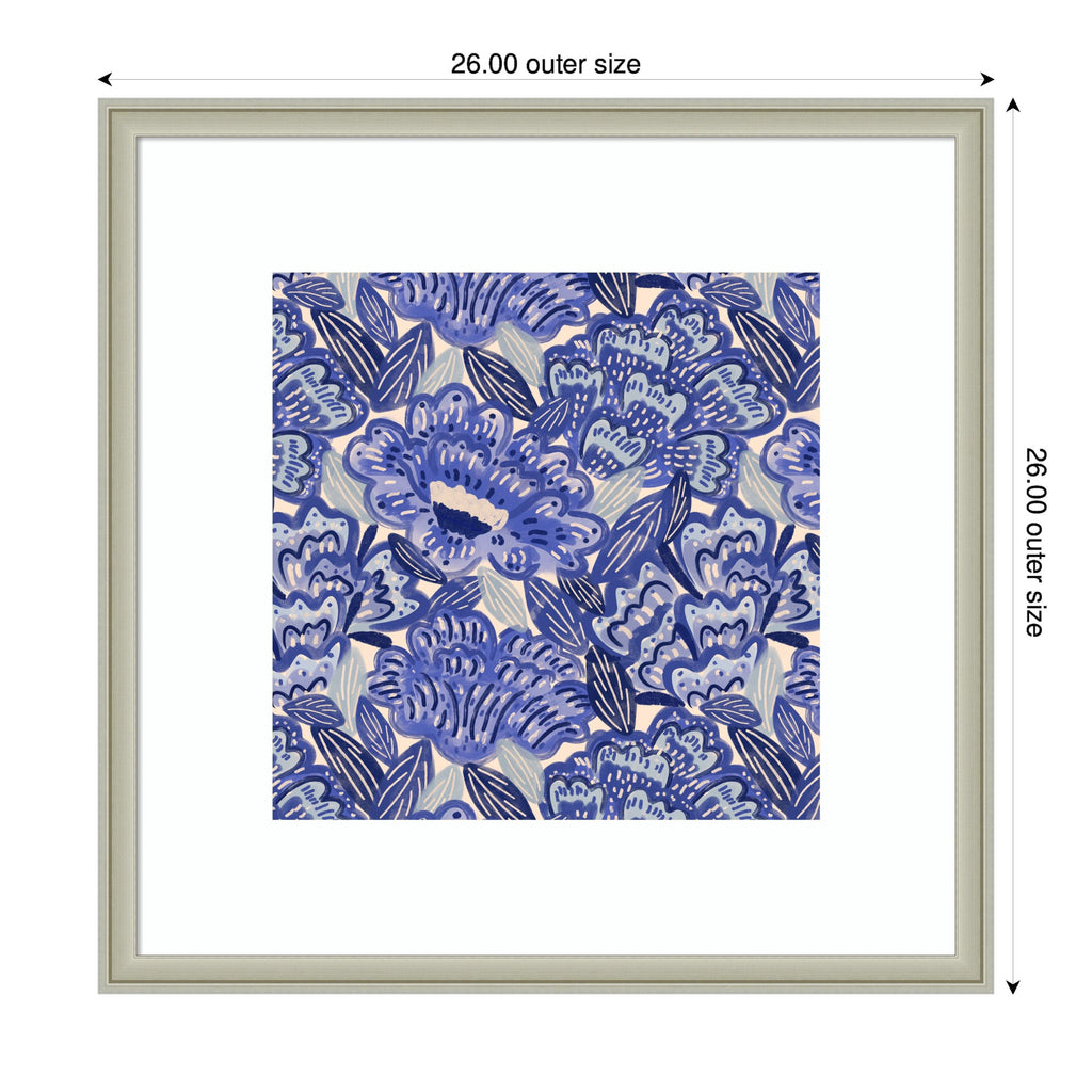 Framed Art Painted Flowers Blue by Carrie Cantwell