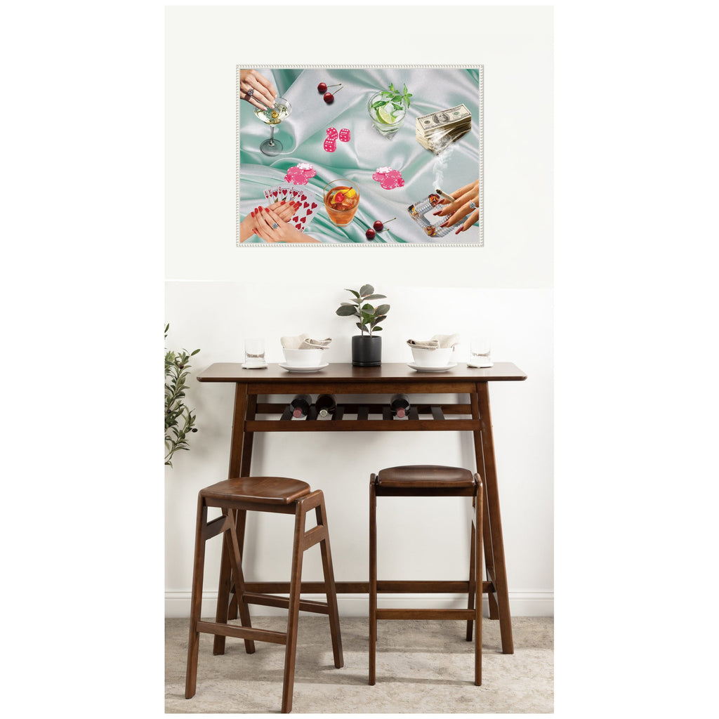 Poker Night Green by Honey Island Studio Framed Canvas Wall Art Print