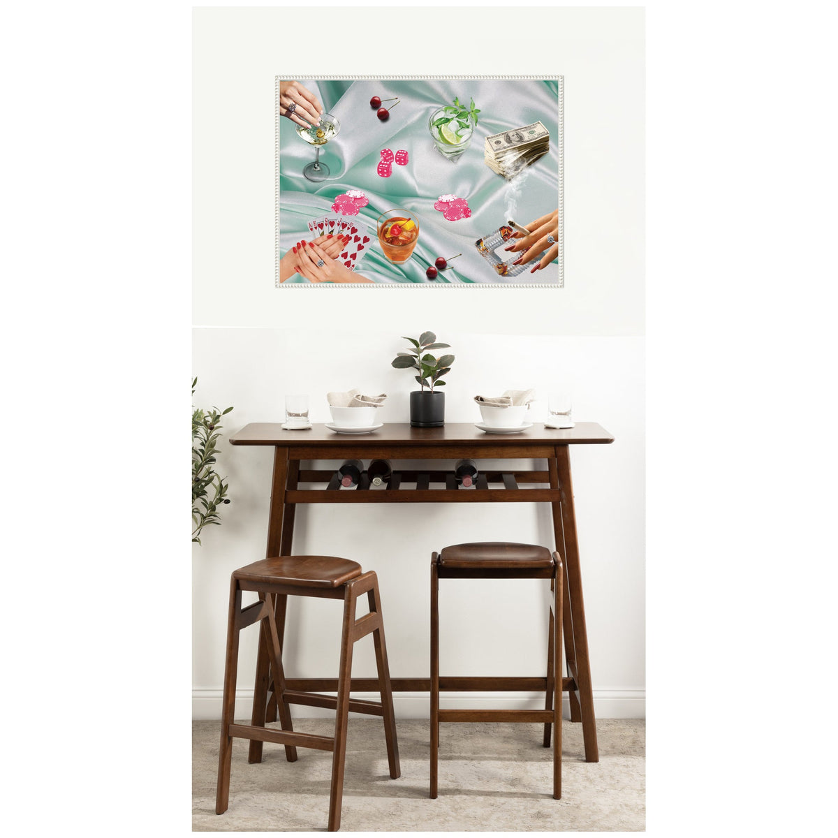 Poker Night Green by Honey Island Studio Framed Canvas Wall Art Print
