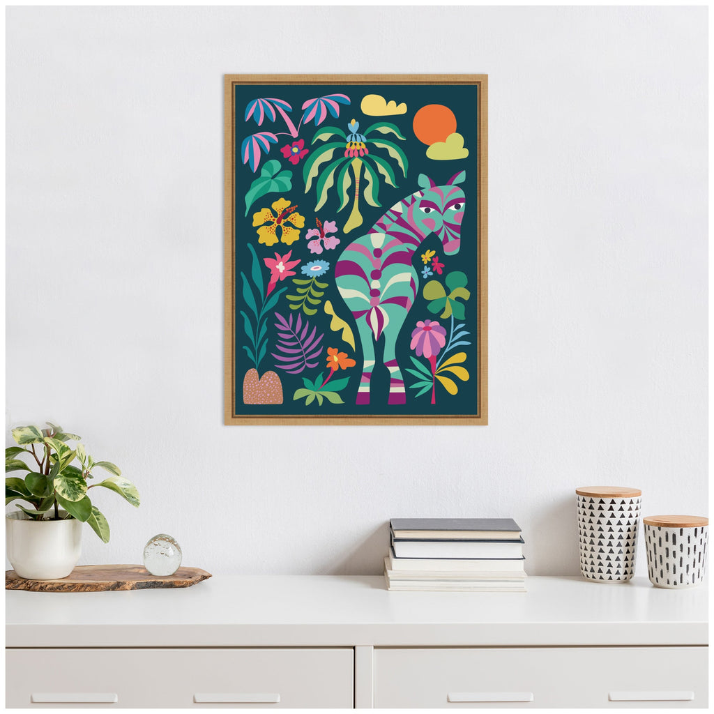 Sylvie Wildlife Safari Zebra Framed Canvas by Rachel Lee