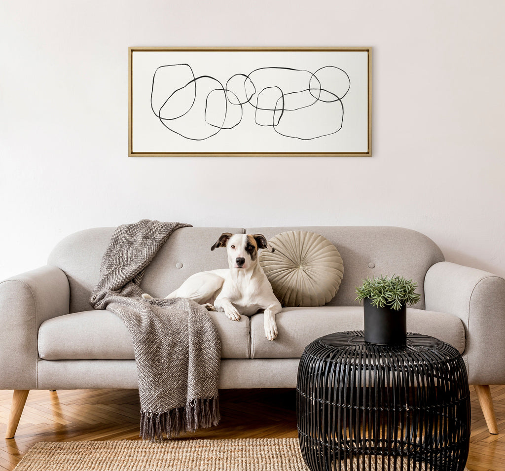 Sylvie Dancing Circles Framed Canvas by Teju Reval of SnazzyHues