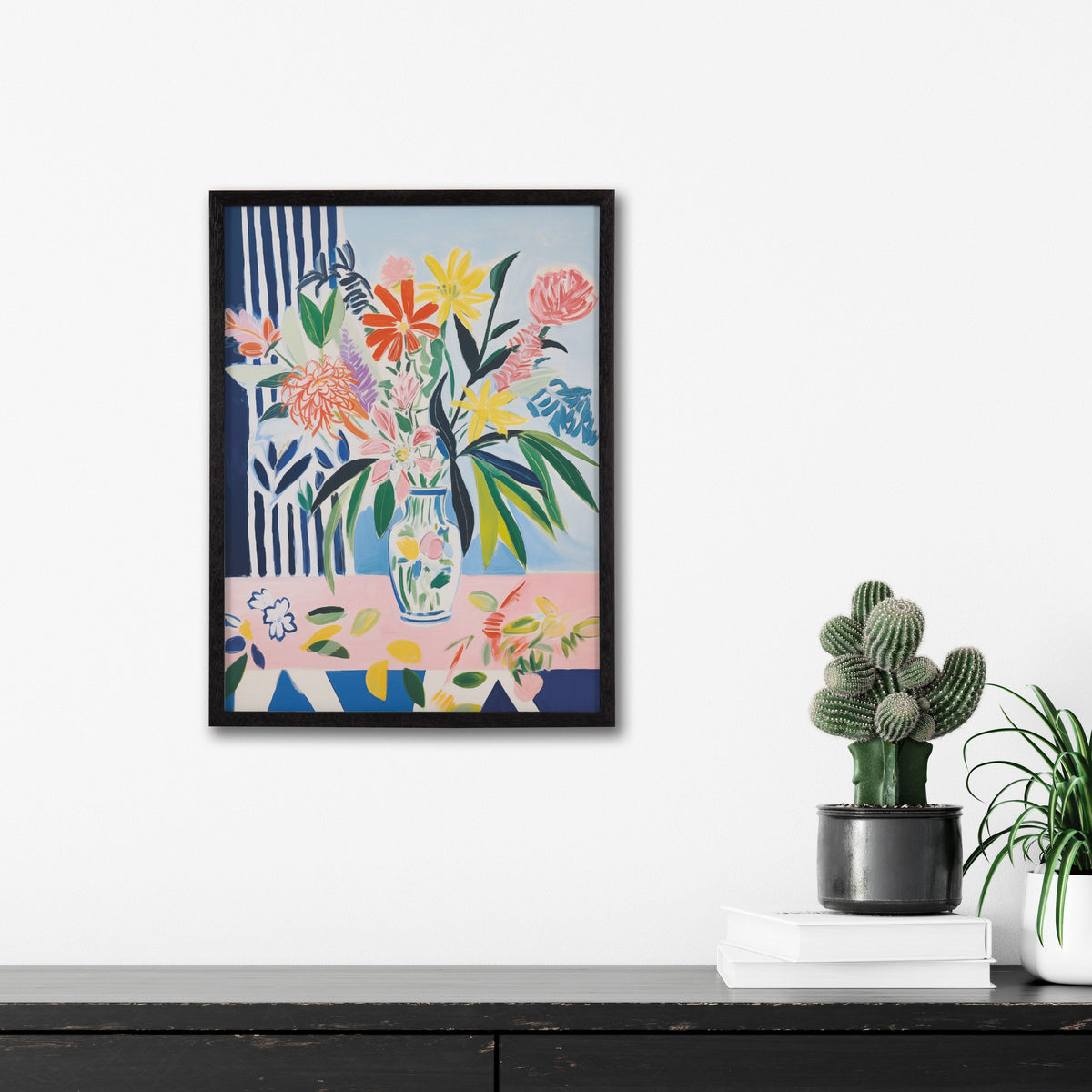 Gallery Cheerful Maximalist Flower Vase Print by The Creative Bunch Studio