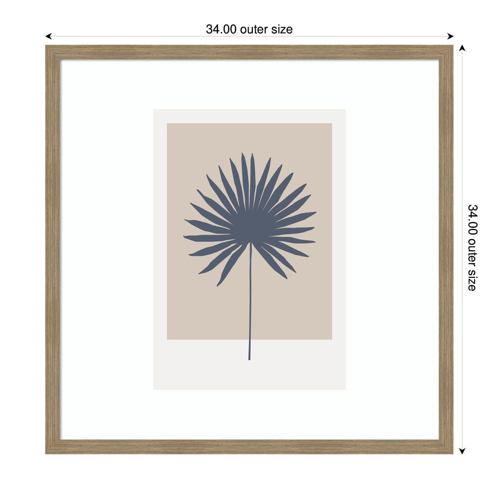 Muted Tan and Blue Colorblock Botanical Palm by The Creative Bunch Studio Framed Wall Art Print