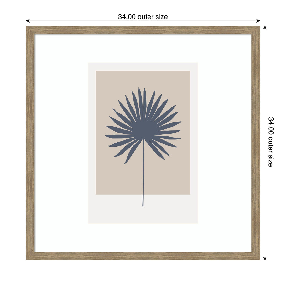Muted Tan and Blue Colorblock Botanical Palm by The Creative Bunch Studio Framed Wall Art Print