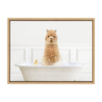 Sylvie Alpaca In Bubble Bath Neutral Style Framed Canvas by Amy Peterson Art Studio