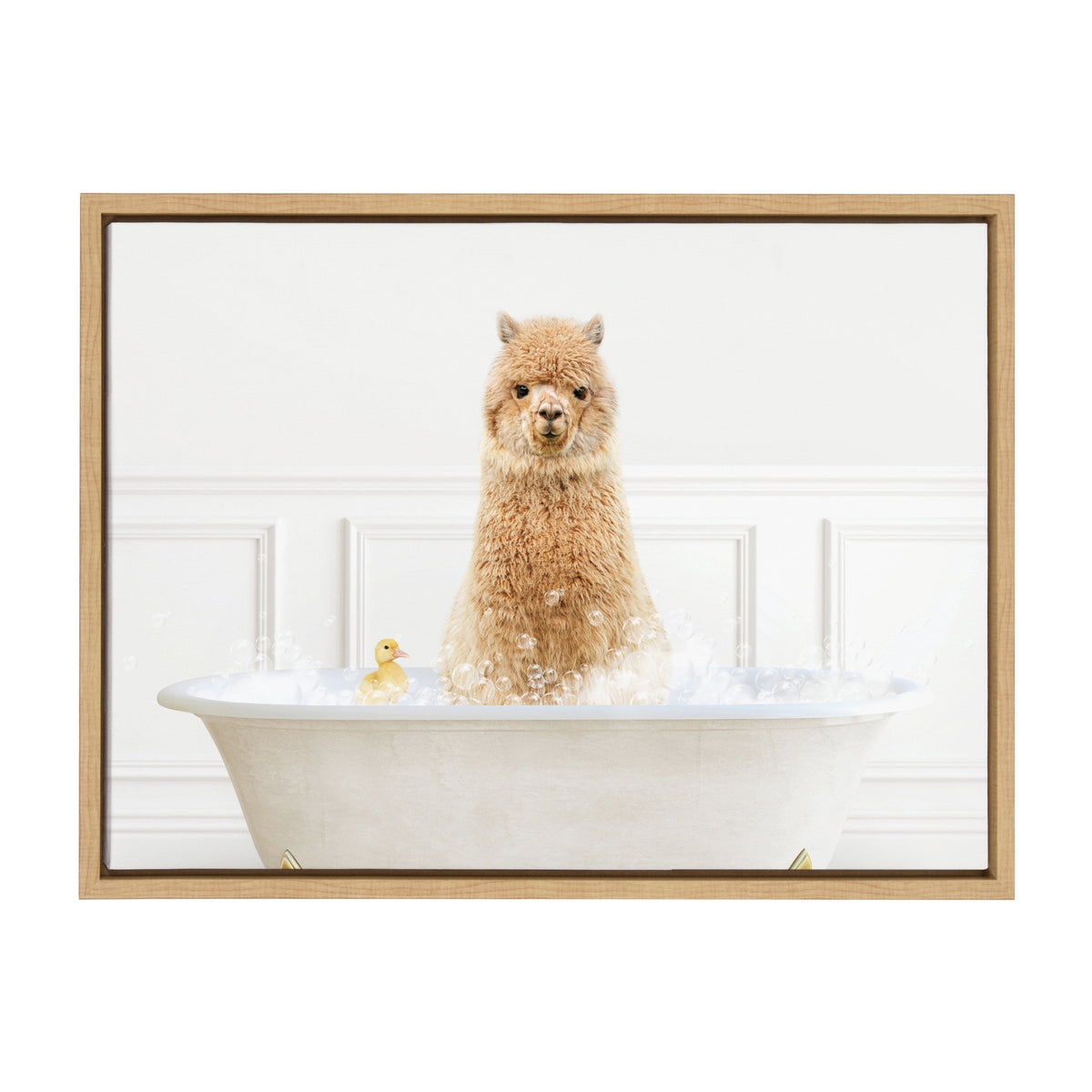 Sylvie Alpaca In Bubble Bath Neutral Style Framed Canvas by Amy Peterson Art Studio