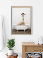 Blake Giraffe 2 in Tub Color Framed Printed Glass by Amy Peterson Art Studio
