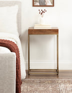 Karlsen Wood and Metal Slim Side Table
