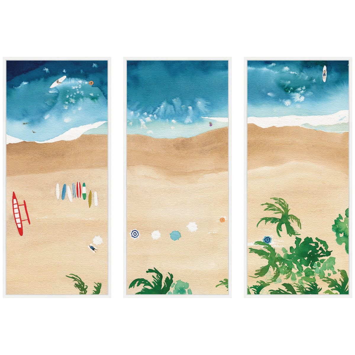 A Day of Play Vibrant 3 Piece Framed Canvas Wall Art Set by Janet Meinke Lau