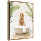 Sylvie Alpaca in Palms Bathtub Framed Canvas by Amy Peterson