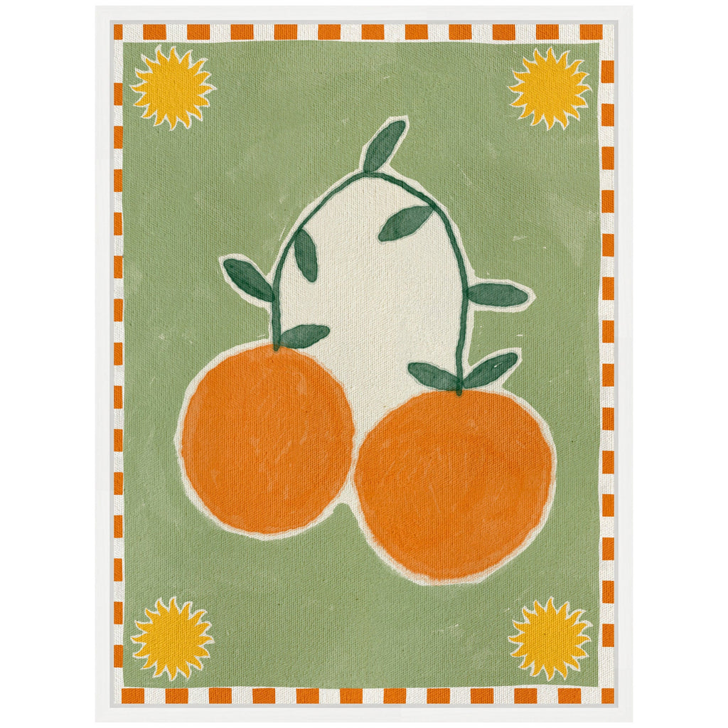 Sylvie Lush Duo 5 Orange Framed Canvas by Shatha Al Dafai
