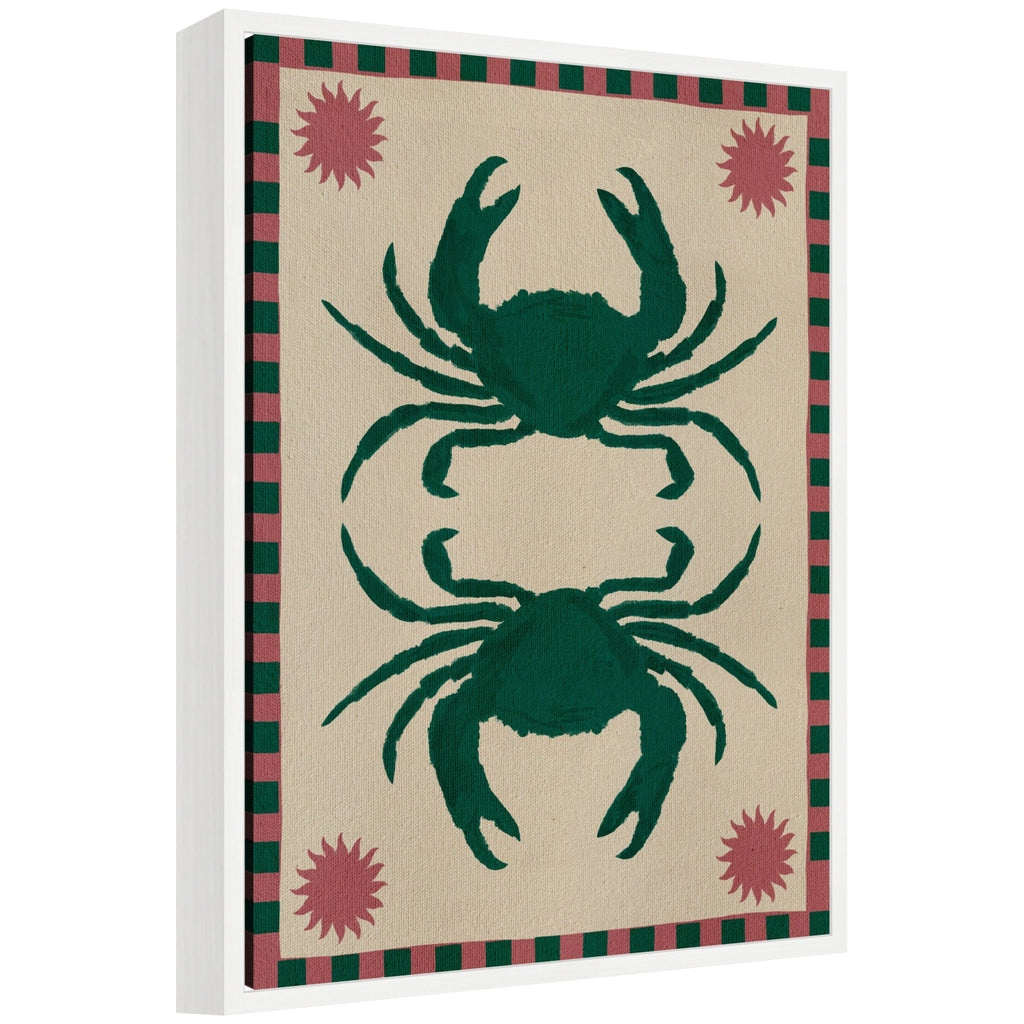 Sylvie Lush Duo 6 Crabs Framed Canvas by Shatha Al Dafai