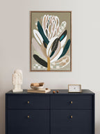 Sylvie Beaded Sage Protea Framed Canvas by Inkheart Designs