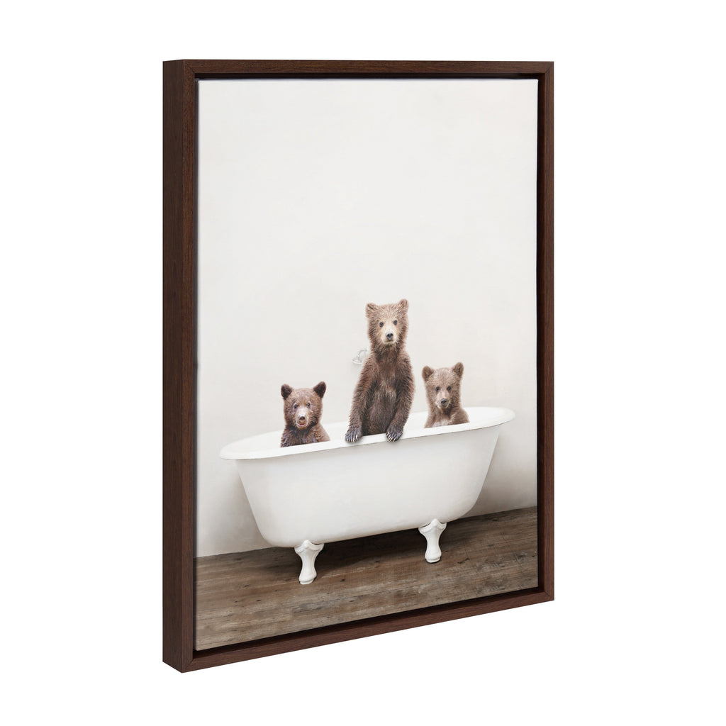 Sylvie Three Little Bears in Vintage Bathtub Framed Canvas by Amy Peterson Art Studio