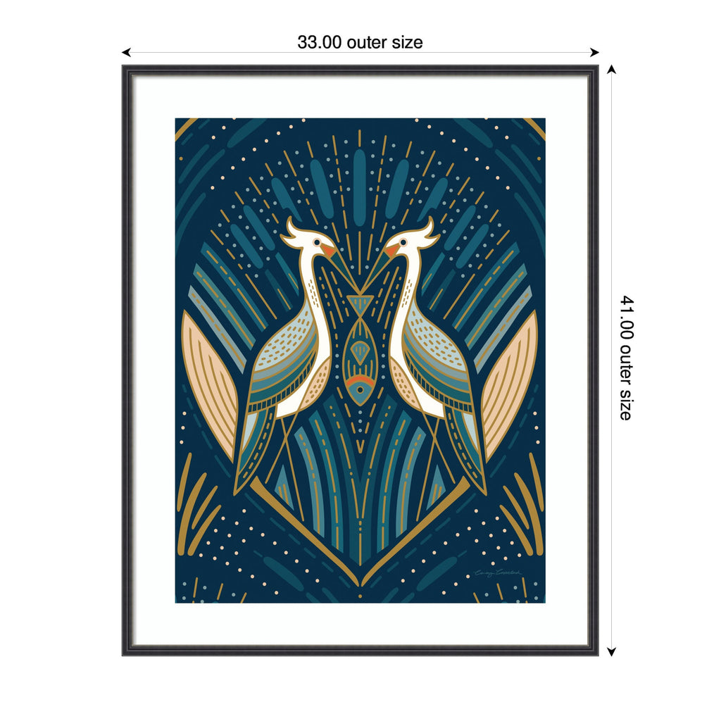 Framed Art Art Deco Herons Blue by Carey Copeland