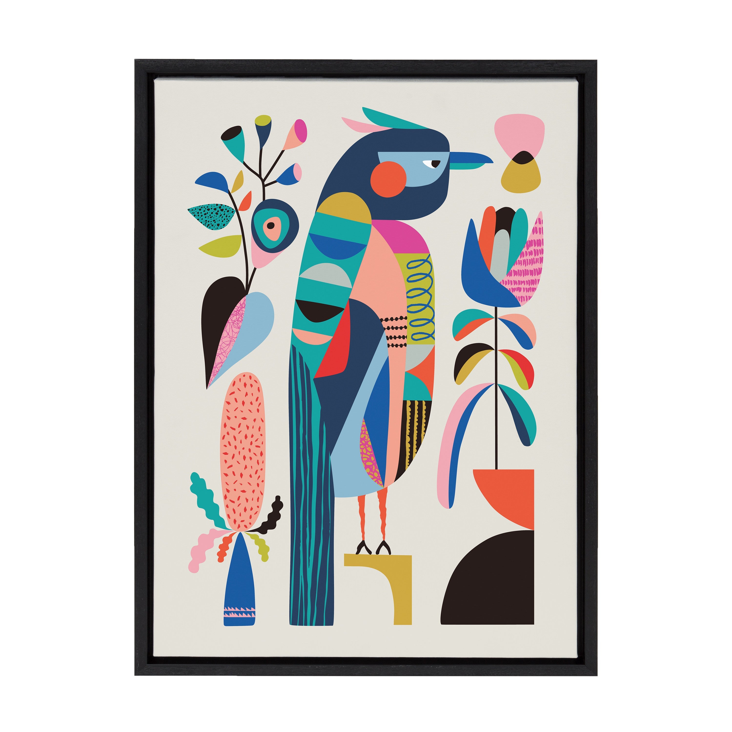 Sylvie Mid Century Modern Kookaburra Framed Canvas by Rachel Lee of My Dream Wall