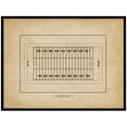 Vintage Sports Football Field Diagram Horizontal by The Creative Bunch Studio Framed Wall Art Print