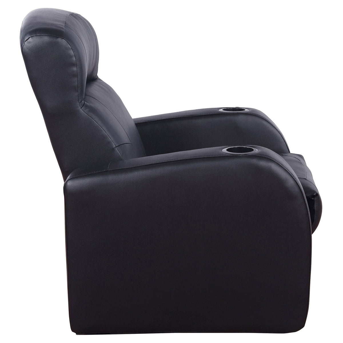 Upholstered Recliner With Cup Holder Comfort Lounge Chair - Black